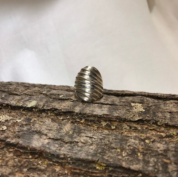 Ridge Patterned Heavy Solid Sterling Silver Ring … - image 10