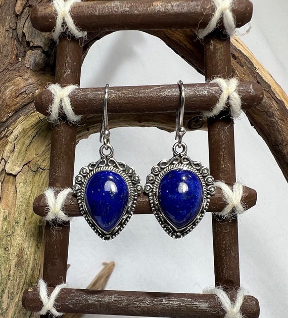 Polished Lapis Lazuli Pear Shaped Sterling Silver 