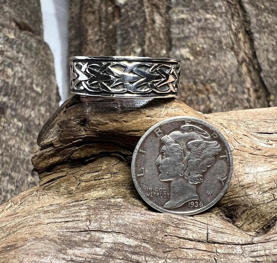 Celtic Knot Pattern Sterling Silver Ring Band - S… - image 9