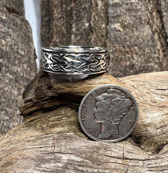 Celtic Knot Pattern Sterling Silver Ring Band - S… - image 8