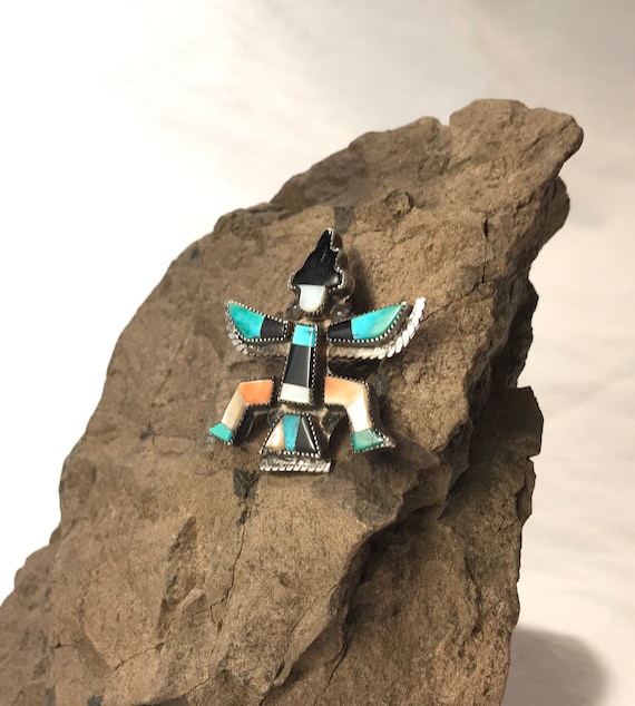 Vintage Zuni Knifewing Inlay of Turquoise Jet and… - image 6