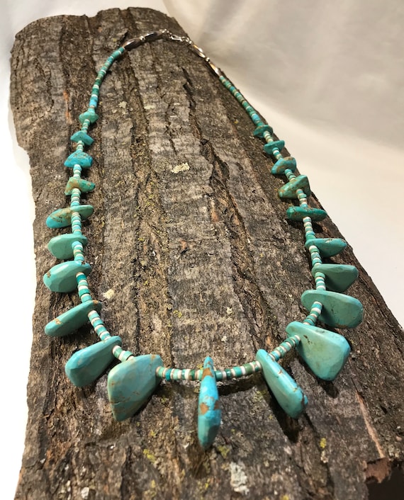 Vintage Native American Graduated Turquoise Slab … - image 3