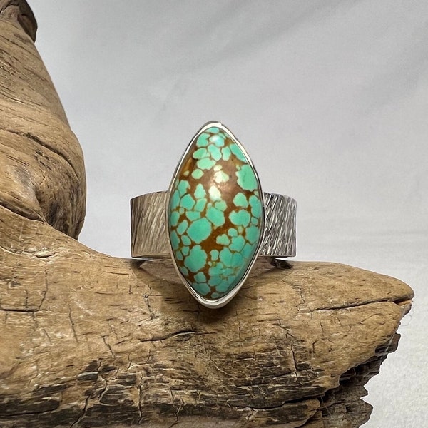 Number 8 Mine Turquoise Hand Fabricated Sterling Silver Ring - T. Hunkins