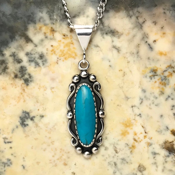 Southwestern Style Turquoise and Sterling Silver Pendant - Wheeler Manufacturing Co