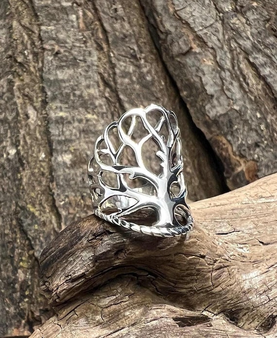 Openwork Tree Design Sterling Silver Ring - Size 6 - image 11