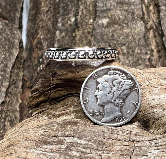 Repeating Drops Design Sterling Silver Ring Band … - image 7