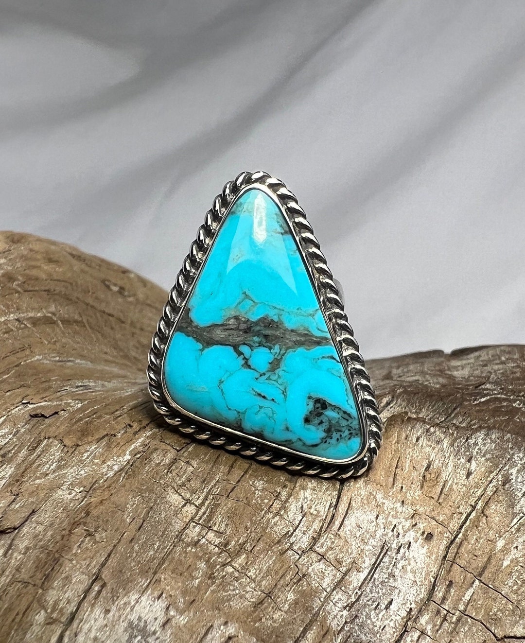 Kingman Mine Southwest Turquoise Hand Fabricated Sterling Silver Ring ...