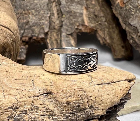 Celtic Knot Pattern Sterling Silver Ring Band - S… - image 2