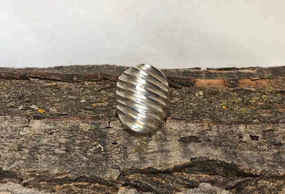 Ridge Patterned Heavy Solid Sterling Silver Ring … - image 9