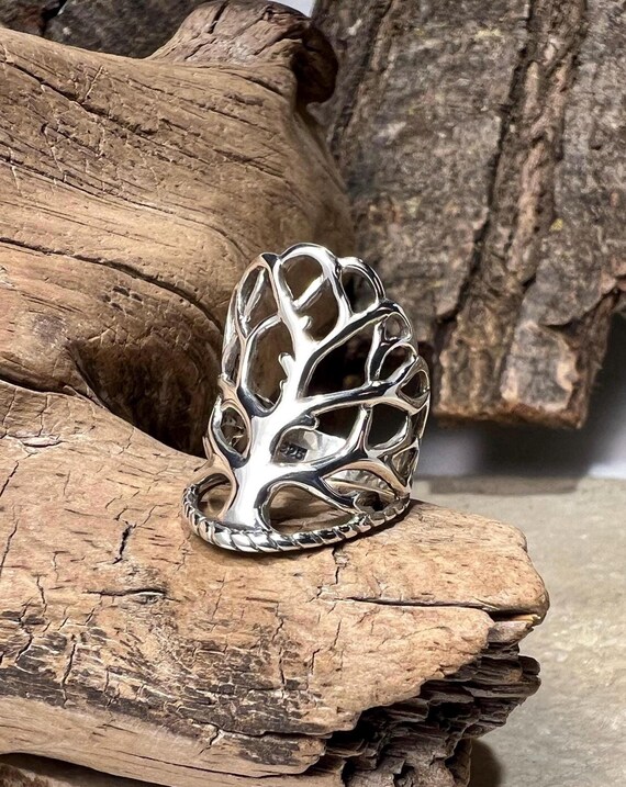 Openwork Tree Design Sterling Silver Ring - Size 6 - image 5