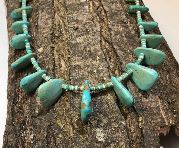 Vintage Native American Graduated Turquoise Slab … - image 1