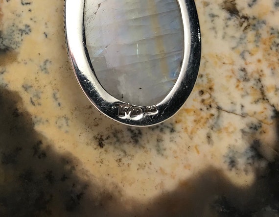 Polished Oval Rainbow Moonstone Sterling Silver P… - image 8