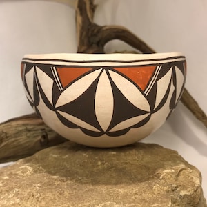 Acoma Pueblo Hand Painted Polychrome Pottery Bowl - CG. Louis