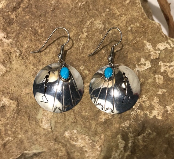 Native American Turquoise and Sterling Silver Kok… - image 1