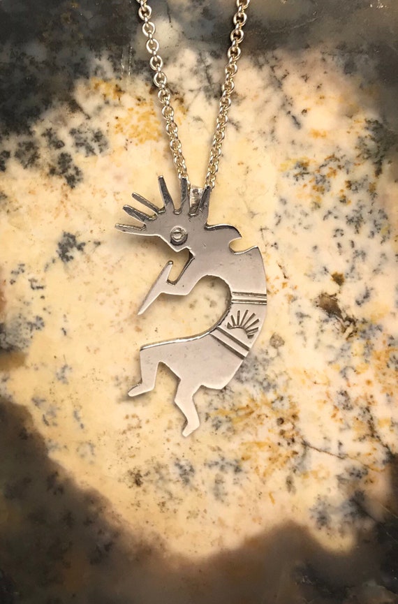 Navajo Solid Sterling Silver Kokopelli Pendant - B