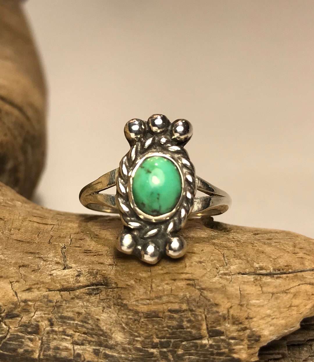 Vintage Southwest Native American Turquoise Sterling Silver Ring - Size ...