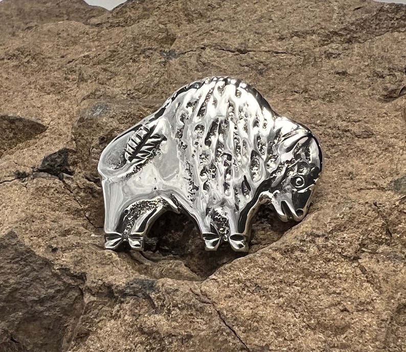 Silver Bison Solid Cast Sterling Silver Bison Brooch - Etsy