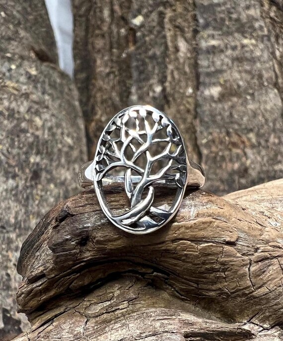 Openwork Twisted Tree Design Sterling Silver Ring… - image 11