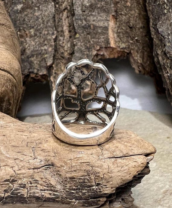 Openwork Tree Design Sterling Silver Ring - Size 6 - image 7