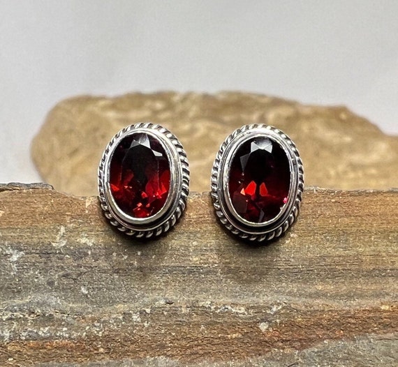 Small Oval Dyed Blue Corundum Post Stud Earrings Sterling Silver Small Oval Dyed Blue Corundum Post Stud Earrings Sterling Silver