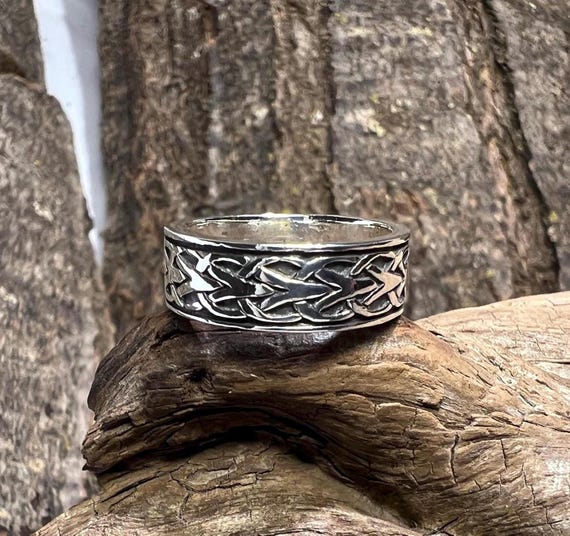 Celtic Knot Pattern Sterling Silver Ring Band - S… - image 11
