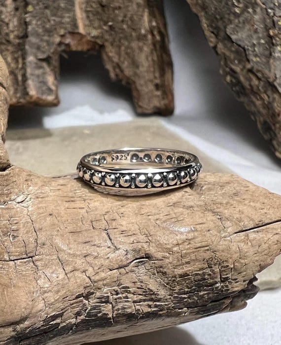 Repeating Drops Design Sterling Silver Ring Band … - image 3