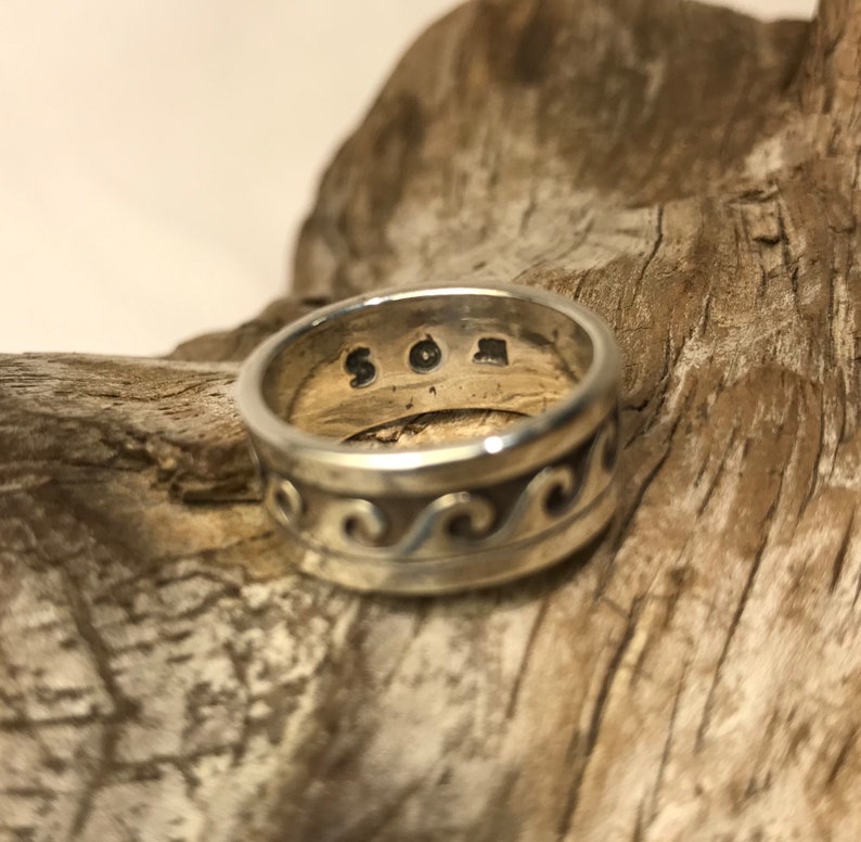 Size 6 14 Native American Style Tribal Wave Design Sterling Silver Ring Band