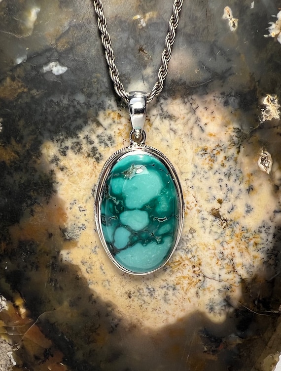 Polished Oval Multi-Tone Turquoise Sterling Silver