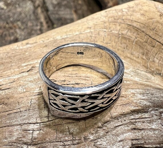 Celtic Knot Pattern Sterling Silver Ring Band - S… - image 6