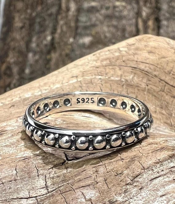 Repeating Drops Design Sterling Silver Ring Band … - image 5