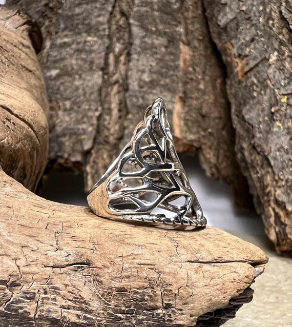 Openwork Tree Design Sterling Silver Ring - Size 6 - image 4