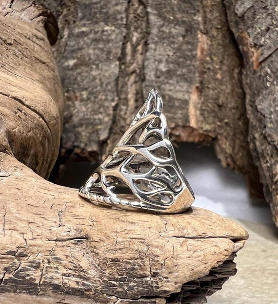 Openwork Tree Design Sterling Silver Ring - Size 6 - image 6