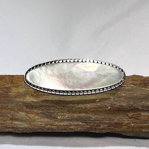 Sale!!!  Large Vintage Polished Mother of Pearl Sterling Silver Brooch