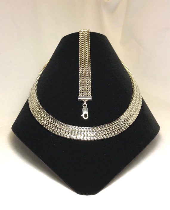 Mod Style Sterling Silver Necklace and Bracelet Se