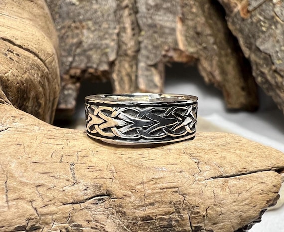 Celtic Knot Pattern Sterling Silver Ring Band - S… - image 1