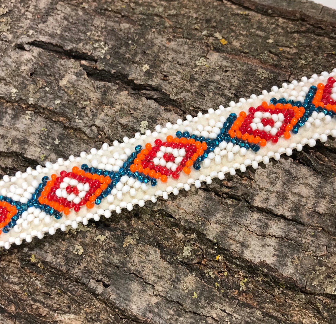 Vintage Native American Beaded Diamond Pattern Bracelet with Etsy