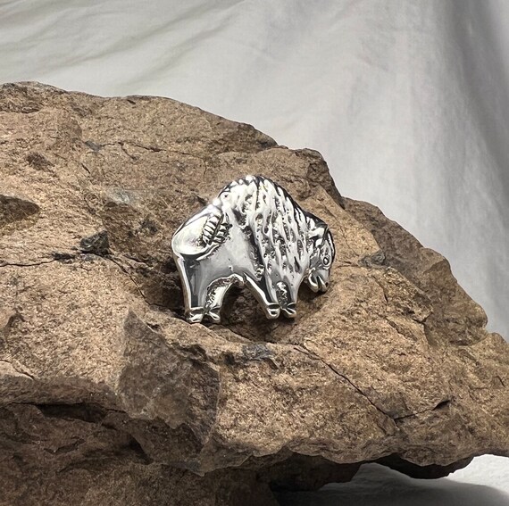 Solid Cast Sterling Silver Bison Brooch - image 4