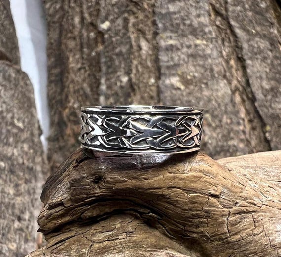 Celtic Knot Pattern Sterling Silver Ring Band - S… - image 10