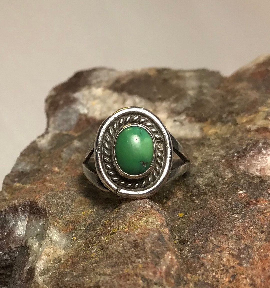 Vintage Native American Turquoise and Sterling Silver Ring - 1970's - Etsy