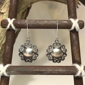 Vintage Domed Wire Swirl Design Sterling Silver Earrings