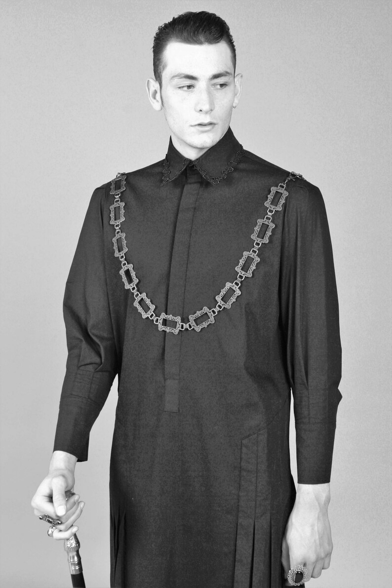 Mens Long Length Pleated Dress Shirt Etsy