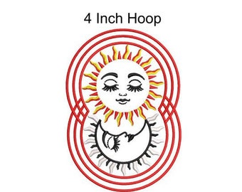 Sun and Moon Retro will fit in a  4x4 Hoop This is a Machine Embroidery design which is an instant download