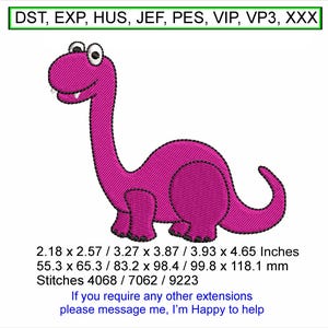 Dino Dinosaur-Apatosaurus-3 sizes 3.93 x 4.65/ 3.27 x 3.87/ 2.18 x 2.57 Inches - Machine Embroidery Hoop Design - Digital Download