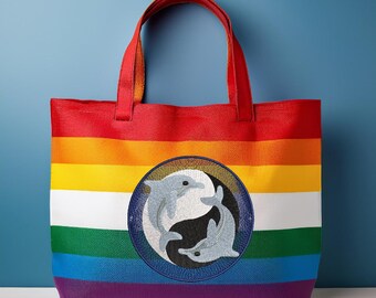 Diseño de aro de bordado a máquina de delfines Yin Yang descarga instantánea con