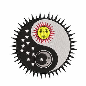 Yin Yang Sun & Moon sizes 3.85 x 3.85 / 5.31 x 5.31 /7.29 x 7.29 Inches Machine Embroidery design-  Instant Download files