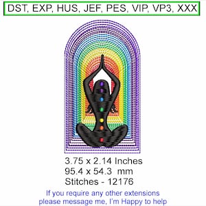 Chakra Girl in a Rainbow hall Meditating - Size 3.75 x 2.14 Inches - Machine Embroidery design which is an instant download