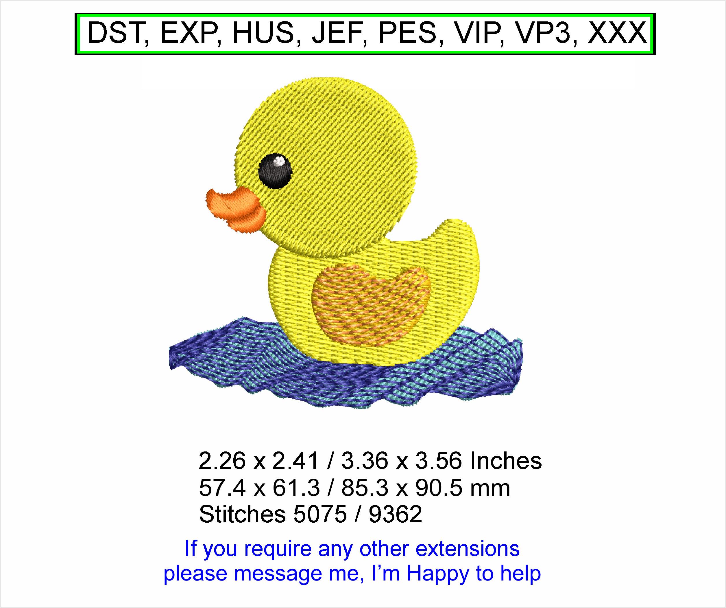 Yellow Rubber Ducky on the Water -- Machine Embroidery Hoop Design -  Digital Download ITH - Etsy Ireland