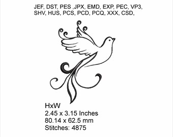 Dakota the Dove - Size 2.45 x 3.15 Inches - Machine Embroidery Hoop Design - Digital Download