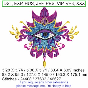 Spiritual Eye 1 -  3 sizes 3.28 X 3.74 / 5.00 X 5.71 / 6.04 X 6.89 Inches - Machine Embroidery Hoop Design - Digital Download