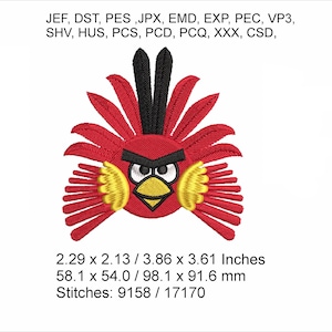 Garry the Grumpy Bird -   2 sizes 2.29 x 2.13 / 3.86 x 3.61 inches  Machine Embroidery design which is a “Instant Download” file
